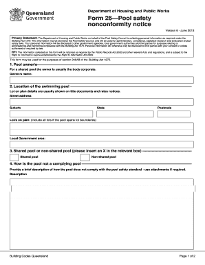 Queensland Pool Safety Nonconformity Notice