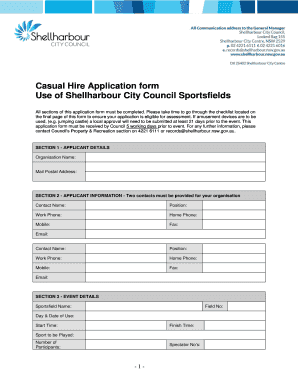 Casual Hire Application Form