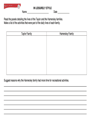 Leisurely Style Activity Comparison Form