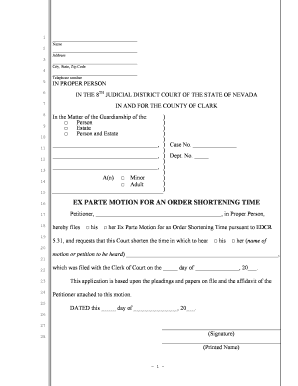 Ex Parte Motion for Order Shortening Time