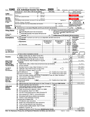 Form 1040 U.S. Individual Income Tax Return 2005