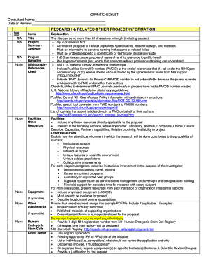 NIH Grant Application Checklist
