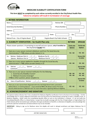 Fillable Online MEDICARE ELIGIBILITY CERTIFICATION FORM Fax Email
