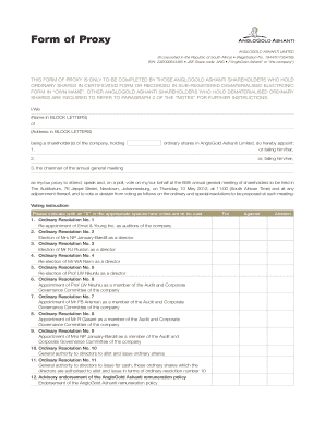 AngloGold Ashanti Proxy Form