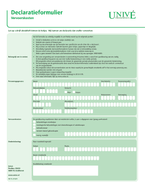 Declaratieformulier vervoerskosten