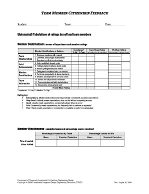 Team Member Citizenship Feedback Form