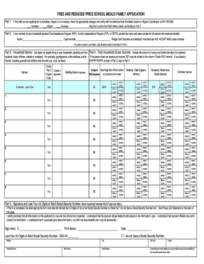 Free and Reduced Price School Meals Application