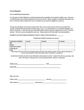 Family Medicine Sliding Fee Application