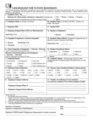 USM Request for Tuition Remission