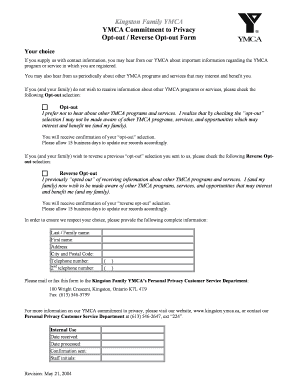 YMCA Opt-Out Form