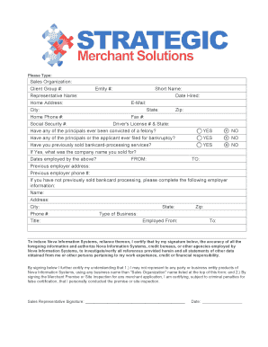 Nova Information Systems Sales Representative Application
