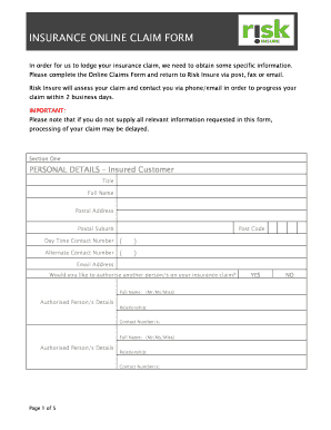 Insurance Online Claim Form