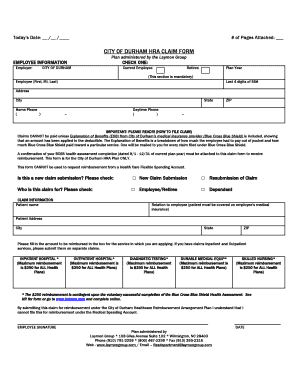 City of Durham HRA Claim Form