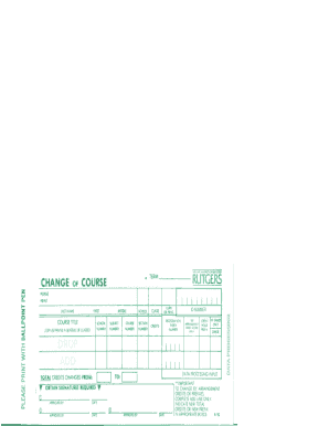 Change of Course Form