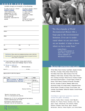Order Form for Encyclopedia of World Environmental History