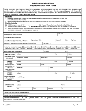 Organizational Data Form