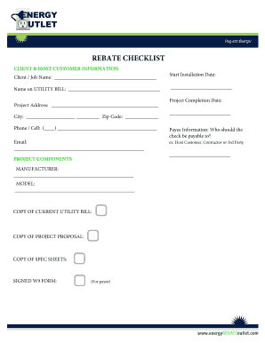 Rebate Checklist Form