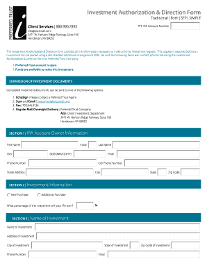 Investment Authorization & Direction Form