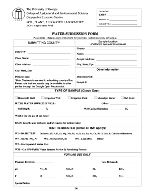 Water Submission Form