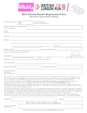 2016 Charity Runner Registration Form