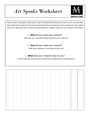 Art Speaks Worksheet