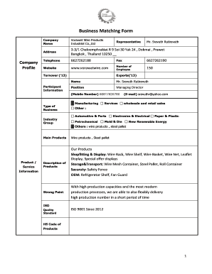 Business Matching Form