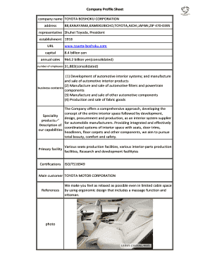 Company Profile Sheet