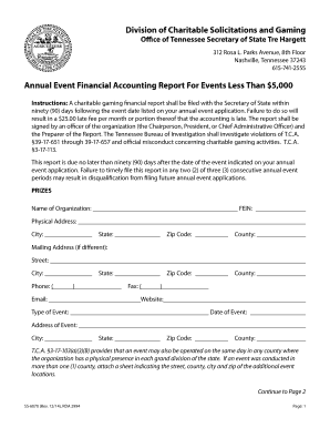 Tennessee Annual Event Financial Accounting Report