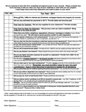 2011 Tax Preparation Checklist