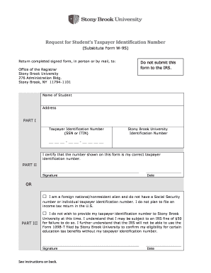 Request for Student's Taxpayer Identification Number