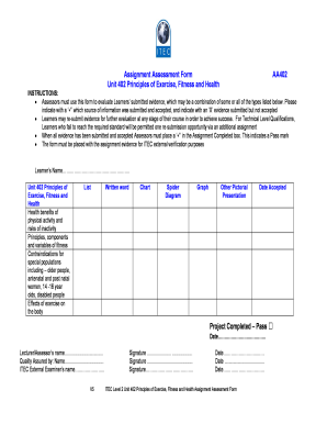 Assignment Assessment Form for Unit 402
