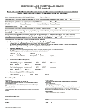 Dickinson College TB Risk Assessment Form