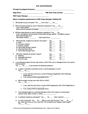 Environmental Health and Safety Questionnaire