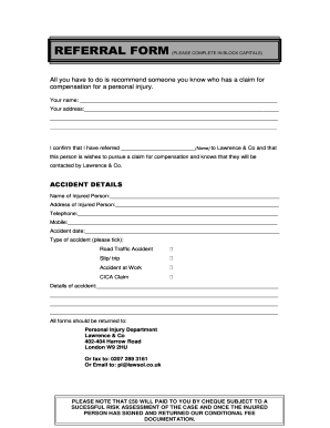 Personal Injury Referral Form