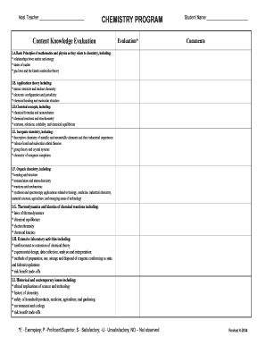 Chemistry Program Evaluation Form