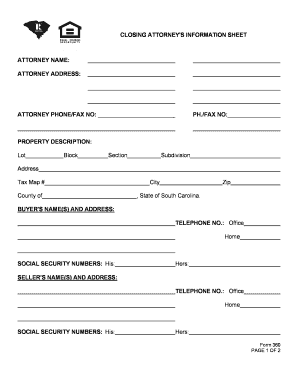 Closing Attorney's Information Sheet