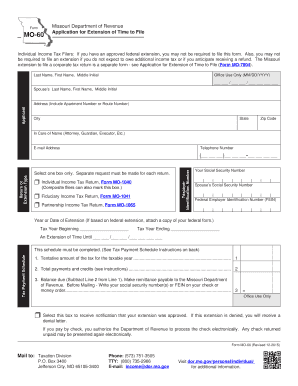 Missouri Tax Extension Application
