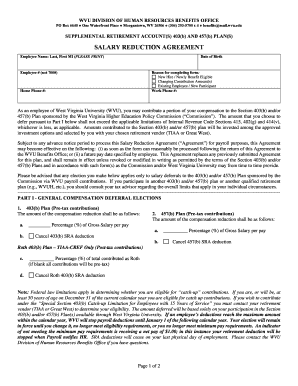 WVU 403(b) and 457(b) Salary Reduction Agreement