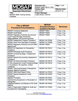 mdsap audit checklist excel