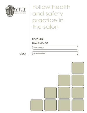 VTCT Health and Safety Salon Certificate