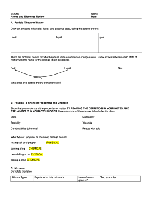 Atoms and Elements Review Worksheet