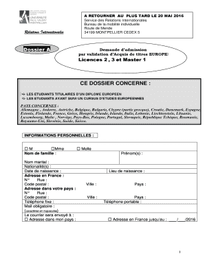 Demande d’admission par validation d’Acquis de titres EUROPEENS