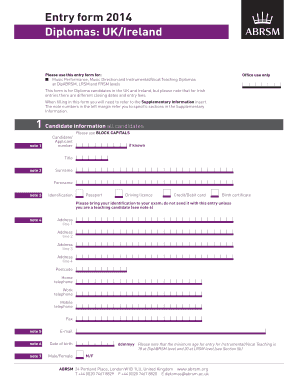 Diploma Entry Form 2014