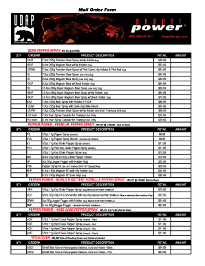 Pepper Power Bear Spray Order Form
