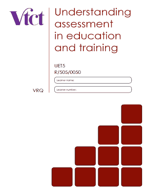 VTCT Assessment in Education and Training Form