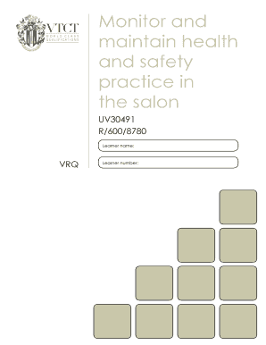 VTCT Health and Safety Salon Certificate
