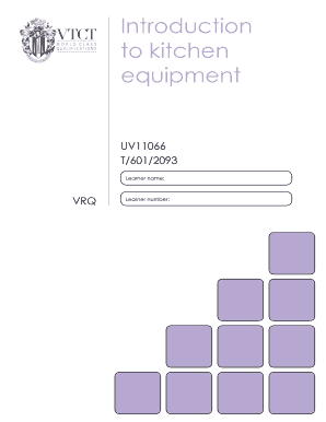 VTCT Introduction to Kitchen Equipment Statement of Unit Achievement