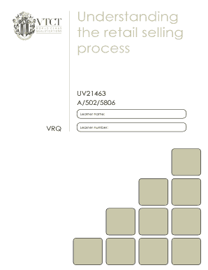 VTCT Retail Selling Process Unit Achievement Form