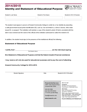 Student Identity Verification Form