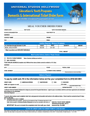 Meal Voucher Order Form